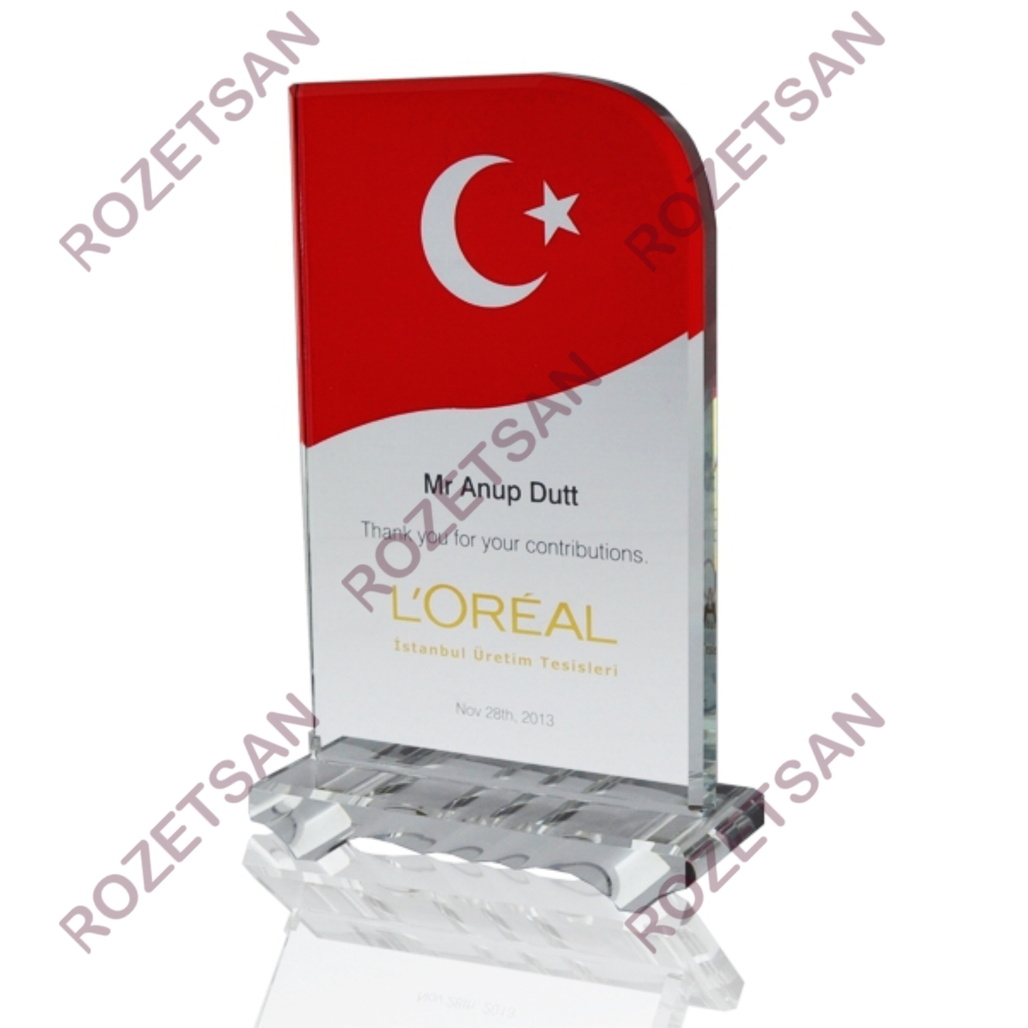 Türk Bayraklı Kristal Plaket